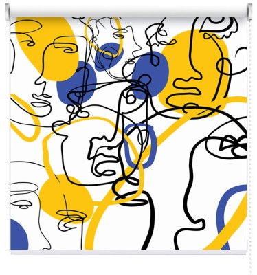 Houseart Κίτρινες & μπλε πινελιές στα πρόσωπα, Line Art, Ρολοκουρτίνες, 100 x 132 εκ.